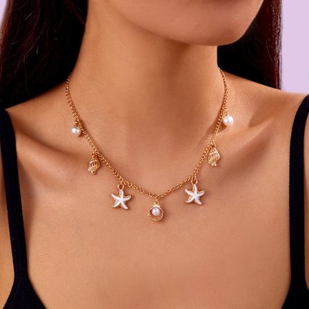 Ny søstjerne konkylie skildpadde vedhæng halskæde dame strand ferie stil all-match halskæde sommer