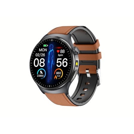 IP68 Vedenpitävä Älykello EKG:llä, Sykemittarilla ja Veren Happisaturaation Mittauksella Brown