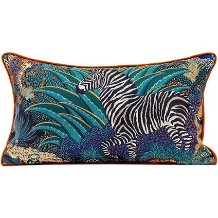 Zebra Jacquard Dekorativ Rektangulär Prydnadskudde Örngott Djurmönster Kuddfodral för Soffa Säng Bil (Zebra Höger, 30x50 cm)