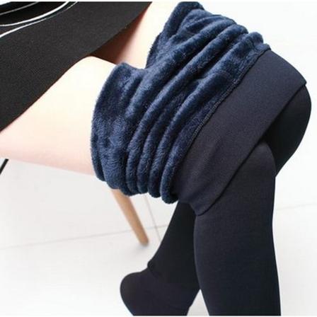 Vintervarme fôrede leggings for kvinner - Tykke fløyelstights Termiske bukser Tibetan blue S(40-75KG)