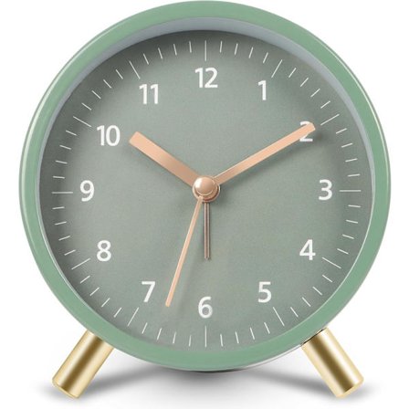 Stille Metalklokke med Vækkeur, Baggrundsbelysning & Natbelysning, Stilrent Design, Stille Vækkeur til Soveværelse, Hjemmebrug og Rejser