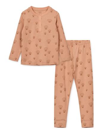 Wilhelm Printed Pyjamas Set Pyjamas Sett Korall Liewood*Betinget Tilbud
