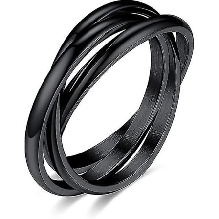 Blackstainless Steel Hane Kvinnliga Ringar Par Ringar 2mm Breda 3 sammanflätade Ringar Man Kvinna Flicka Pojke Smycken,barn,hane