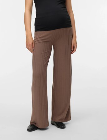 Mamalicious Mllucy Wide Rib Jrs Pants Hw Noos - Brown - XS