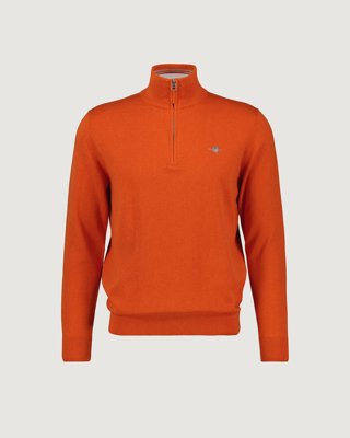 GANT - Klassisk bomullsgenser med half-zip til herre pumpkin orange mel