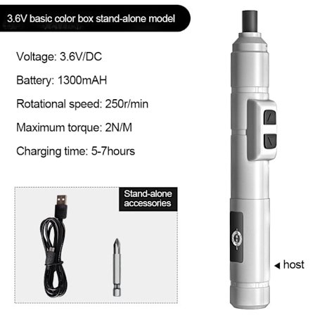 Mini trådlös elektrisk skruvmejselsats set USB uppladdningsbar skruvmejsel 3,6V 250r/min Hem Elektrisk borr Reparation Power