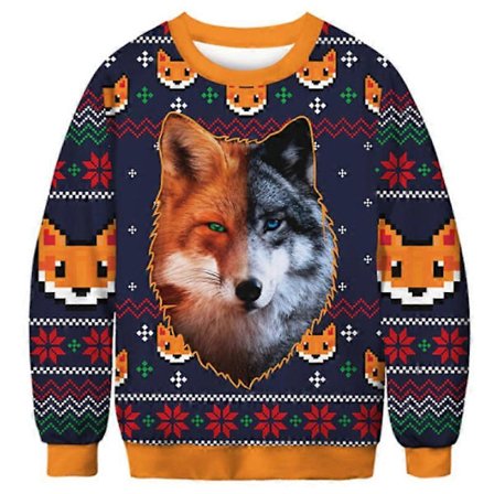 Unisex dyreprint crew neck grim jule Xmas pullover sweatshirt