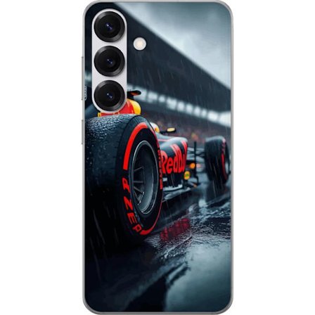 Samsung Galaxy S25 Genomskinligt Skal Red Bull Racing Formel 1 bil i regn realistisk motorsport design i F1 stil