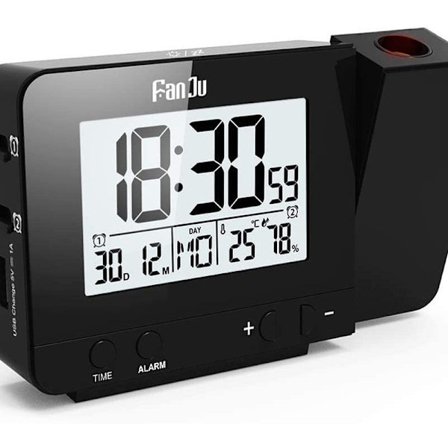 infactory radioprojektionsväckarklocka: projektionsradioväckarklocka, termo/hygrometer, 2