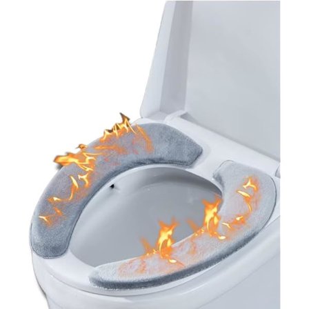 Grå Tyk Varmt Polstret Toiletbræt Betræk | Klæbende Vaskbar Genanvendelig Toilet Hukommelsesskum Pude til Forlængede Toiletter