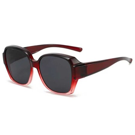 Røde polariserte solbriller for bruk over briller - Rød og svart ramme (W)