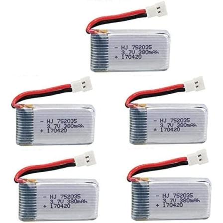 5 kpl ladattavia Lipo-akkuja Hubsan X4 H107c H107d H107L 3.7v 380mAh Rc Quadricopter