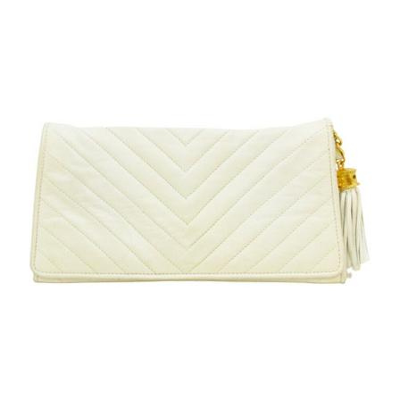 Chanel Vintage Pre-owned V-Stich vit, Dam Vintage Väskor, Dam, Storlek: ONE SIZE