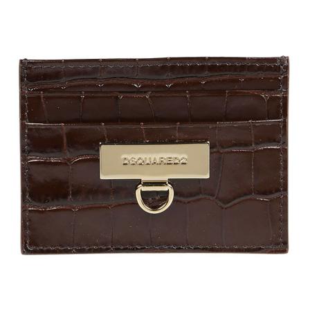 Dsquared2, Crocodile-effect Cardholder Brązowy, Mężczyzna, Rozmiar: ONE Size