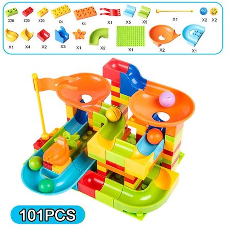 Stor størrelse marmorløp blokker labyrint ball spor blokker plast trakt sklie montering DIY murstein barn gave db