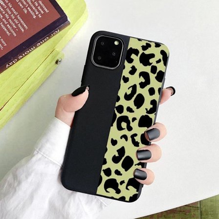 iPhone 12 Pro Max Skal halva leopardmönster 2 färger svart röd