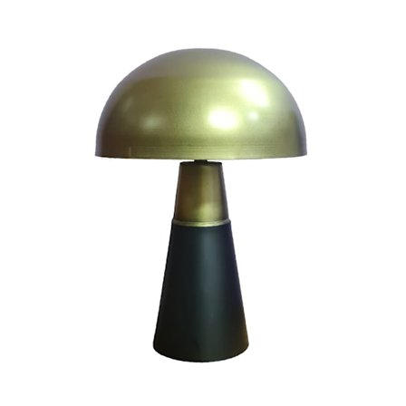 Fungo Mushroom Bordlampe, Guldkuppel, Sort Fod, 60cm