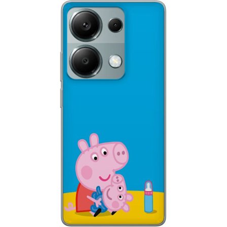 Yhteensopiva Puhelinkuori Xiaomi Redmi Note 13 Pro 4G Peppa Pig haltijan teema kruunulla ja taikasauvalla vaaleanpunaisella taustalla, söpö lasten kuv