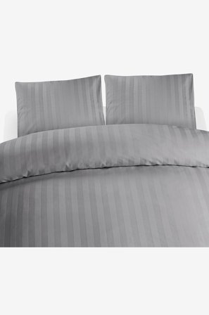 Borganäs of Sweden - 3-Dels Set Satin Dubbel - Grå - Påslakanset - 220X210 - Från Homeroom