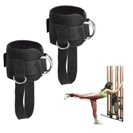 1 Par Ankelstropper for Kabelmaskintilbehør Justerbare Innendørs Treningsankelmansjetter med 4 D-ringer for Kickbacks Glute Trening Beinforlengelser