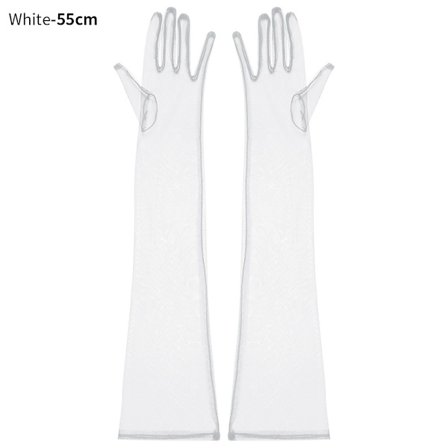 1 Par Tyll Handsker Bryllup Brude Handsker HVID 55CM