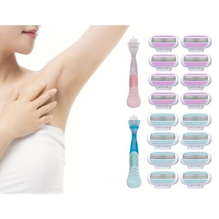 Barbersett for Kvinner - Håndtak og 8 blader, Kompatibelt med Gillette Venua