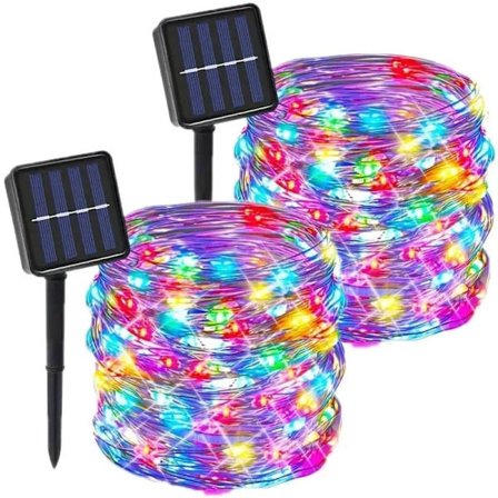 2 ST 30M 300LED Solcellsslingor Utomhus Slingor Vattentät 8 lägen Koppartråd Blinkande Ljus för Trädgård Bröllop Fest Inredning_TF_TF