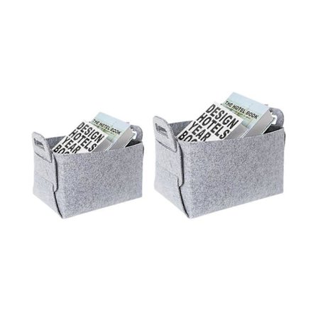 Stilige 2-delers lysegrå sammenleggbare oppbevaringskurver i filt med håndtak - Perfekt for hjemmeorganisering LZJ