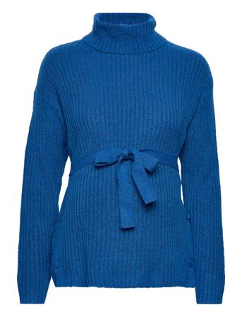 Mlanneli Lia L/S Roll Neck Knit Top 2Fa Villapaita Sininen Mamalicious