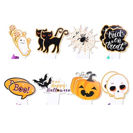 16stk Cake Toppers Halloween Cupcake Toppers Cake Innleggskort for Party Cake Dekor