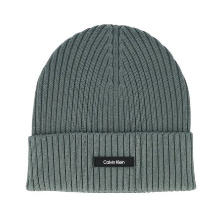 Calvin Klein - Grön cuff Beanie - Classic Cotton Rib Beanie Dark Forest Cuff @ Hatstore