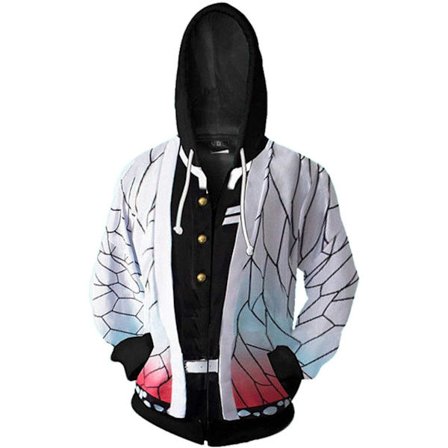Cosplay Demon Slayer Anime -huppari – Halloween Unisex Aikuinen Manga Hahmo Merch -collegepaita kengurutaskuilla, X-Large