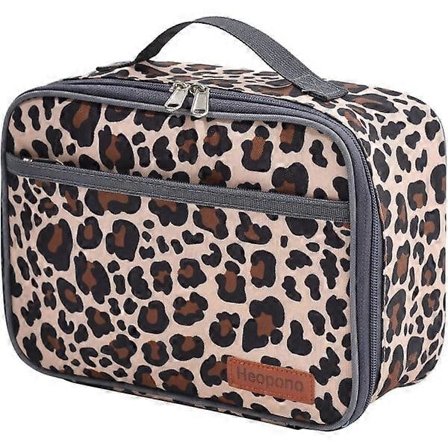 Matboks for barn, isolert gjenbrukbar lunsjpose, termosmatpose med vanntett fôr, matboks for skole, arbeid, piknik (Leopard)