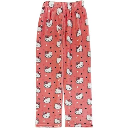 Söpöt sarjakuva pyjama housut naisille All Over Print flanelli pyjama joulu halloween lämmin koti uni graffiti housut Stil-1 Medium