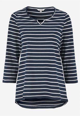 Cellbes of Sweden - Jerseytop med 3/4 lange ærmer i marine / hvid / stribet til damer i størrelse 34/36