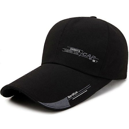 Unisex Ekstra Lang Kasket med Skygge Sommer Sports Justerbar Solhat Sort