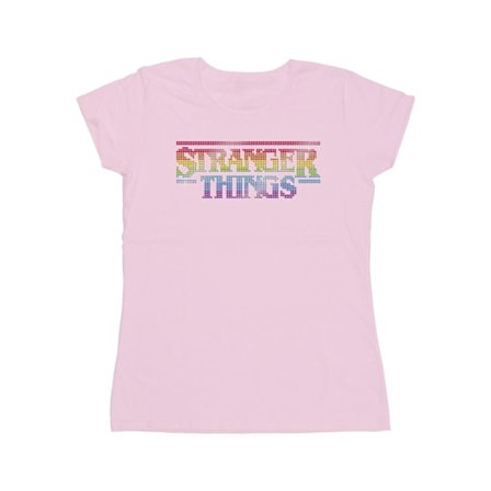 Netflix Dam/Kvinnor Stranger Things Rainbow Dot Logo Bomull T-shirt