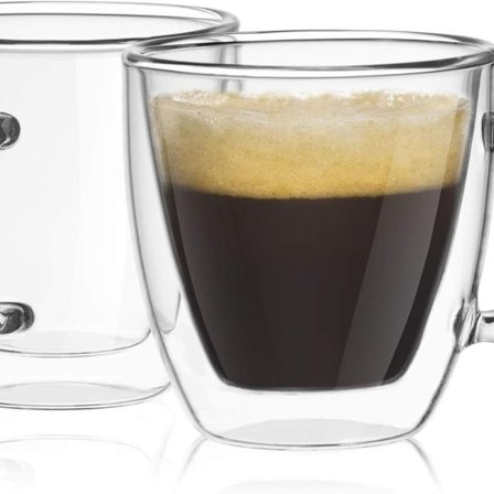 Dubbelväggiga isolerade glasespressokoppar (set om 2)