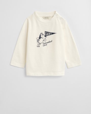 GANT Kinder Graphic Langarmshirt mit Hunde-Print (74) Weiß