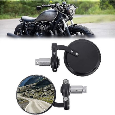 2 stk Motorsykkel Konveks Speil, Sidespeil Eksteriørspeil, Motorsykkel Bakk Speil Fleksibel Svart - 7/8 Tommer Motorsykkel Bakk Speil For Sport