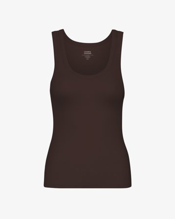 Women Organic Rib Tank Top - Coffee Brown L