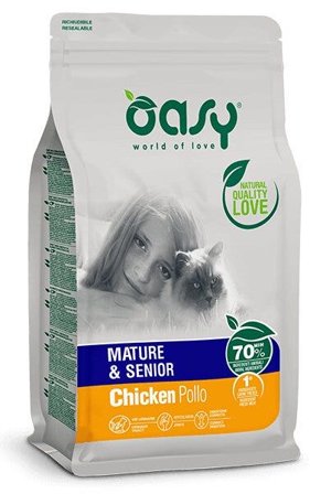 Oasy Lifestage Mature & Senior Pollo Cibo Secco Per Gatti 300g