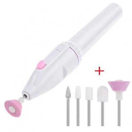 Hvit elektrisk neglefil - elektrisk fil - 5 bits inkludert