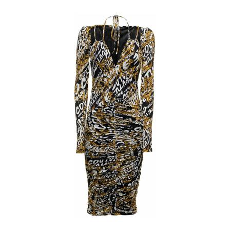 Versace Jeans Couture, Versace Jeans Couture Dresses Black Zwart, Dames, Maat:2XS,print