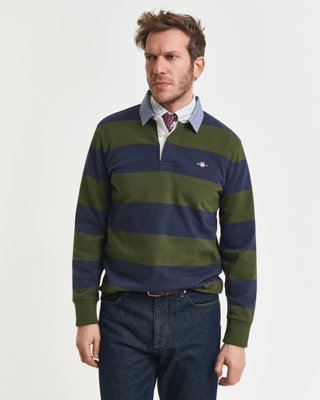 GANT - Stripete chambray heavy rugger til herre country green