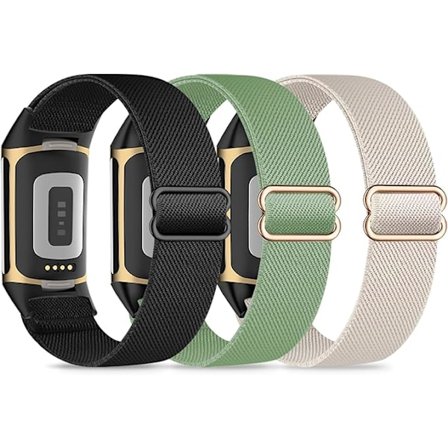 Elastiske armbånd, kompatible med Fitbit Charge 5/Fitbit Charge 6 armbånd for menn og kvinner, pustende og justerbare