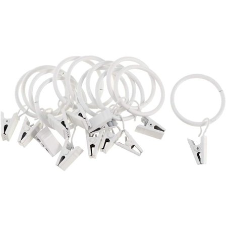 Paket med 12 Ringar med Klämmor för Gardiner, Dekorativ Draperier i