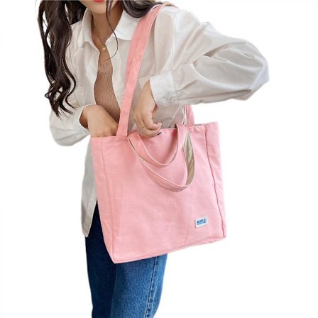 Mordely Simple Plaid Shoulder Bag Student Female Leisure Dual-purpose Canvas Bag Casual Shopping Tote Pink)