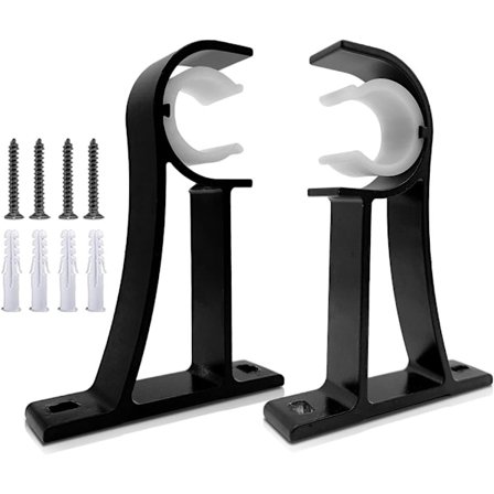 2-pack Gardinstångsbeslag, Gardinstångshållare Svarta Gardinstångsbeslag Tunga Gardinstänger Haken för Vägg Gardinstångsbeslag - Svart