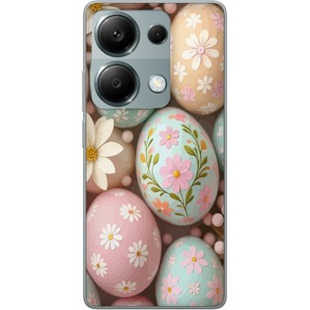 Kompatibelt Mobildeksel til Xiaomi Redmi Note 13 Pro 4G Pastellfargede påskeegg med håndmalte blomster og vårfølelse i en myk dekorativ sammensetning